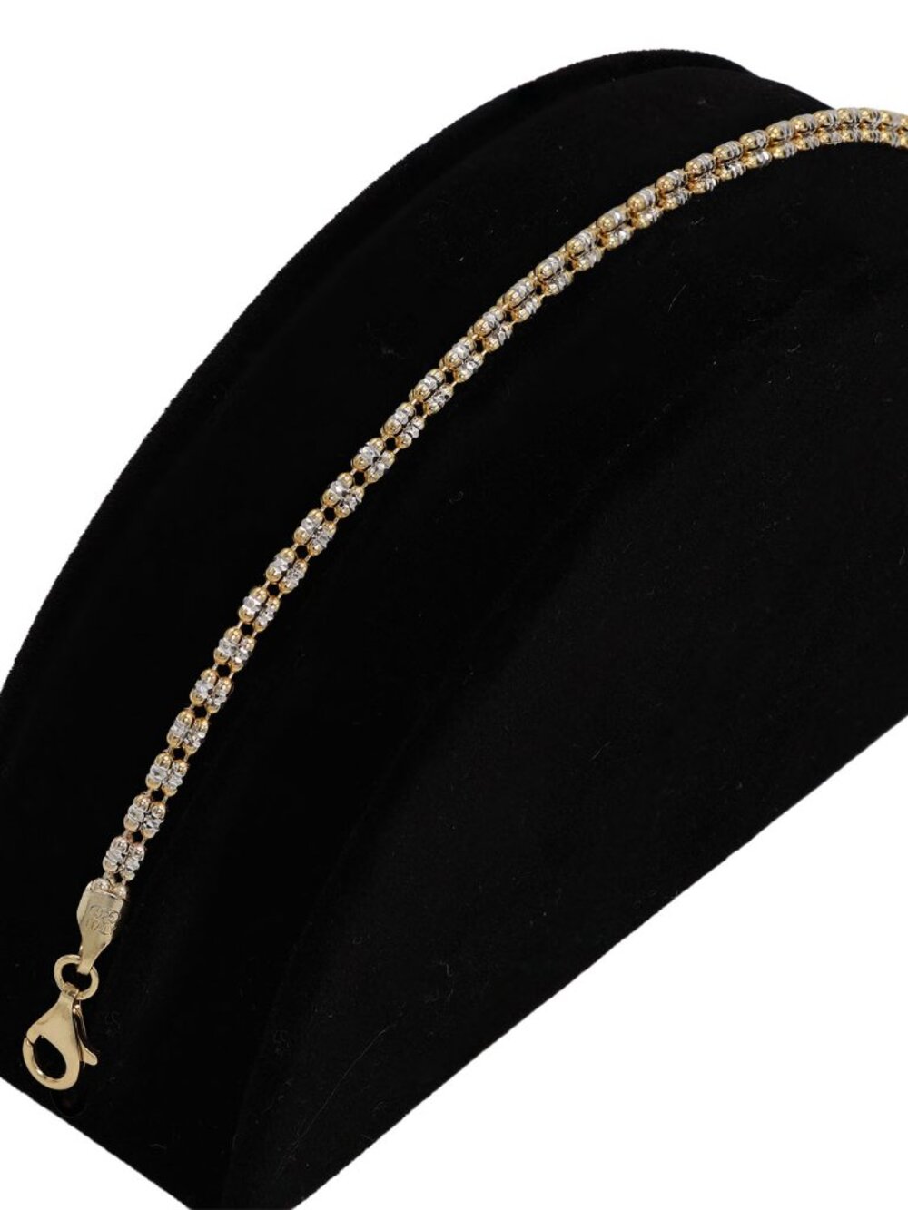 925 Sterling Silver Two Tone Gold Plated Diamond Cut Ice Bracelet 7+1 Inches (3)
